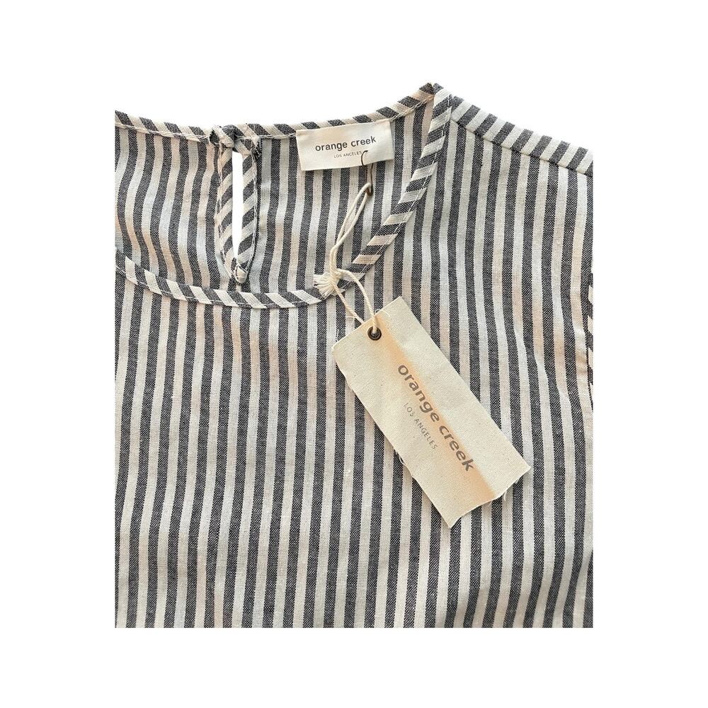 Orange Creek Blue Stripe Lace Bell Sleeve Top S NWT - Picture 3 of 6
